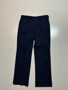 Vintage 70s Blue Textured Polyester Flare Disco Mod Atomic Leisure Dress Pants